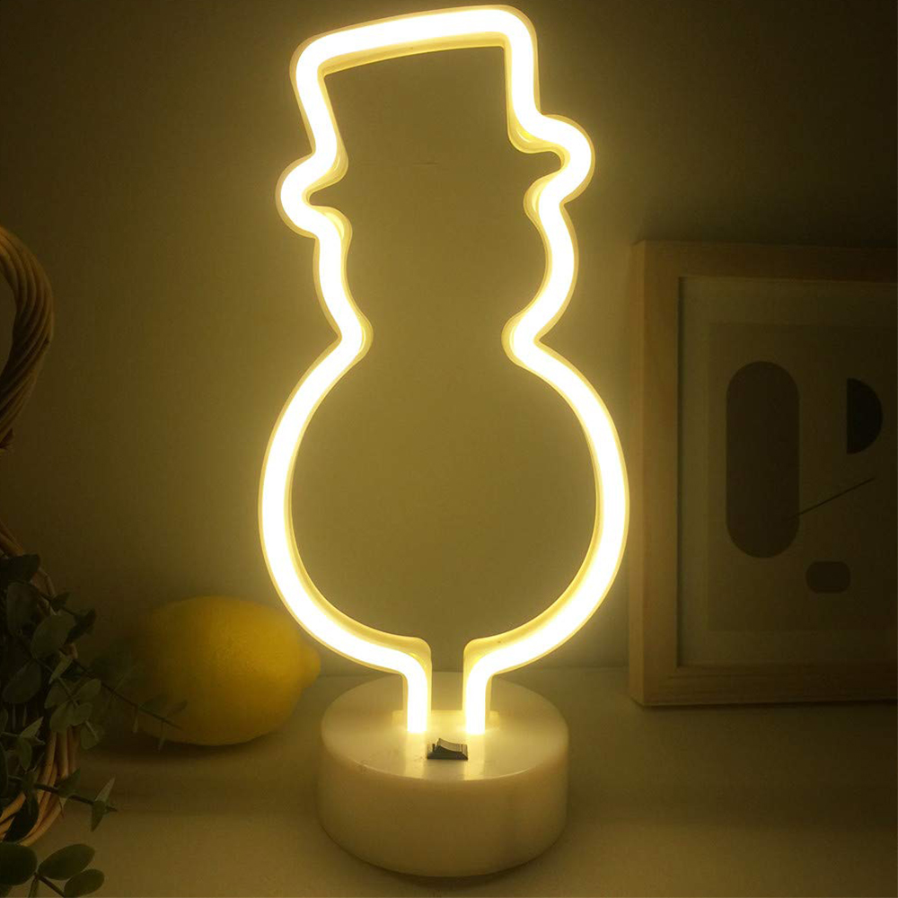 Details About Led Snowman Neon Light With Base Christmas Lighting Neon Signs Party Wedding Bar