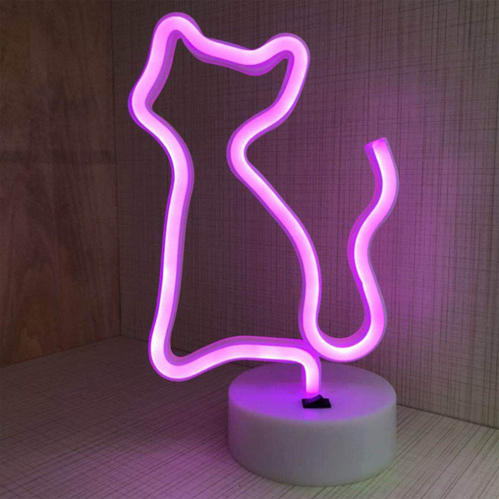 Neon Light Signs Cat Neon Lights With Base Room Decor Batteryusb Operated Bar Ebay 