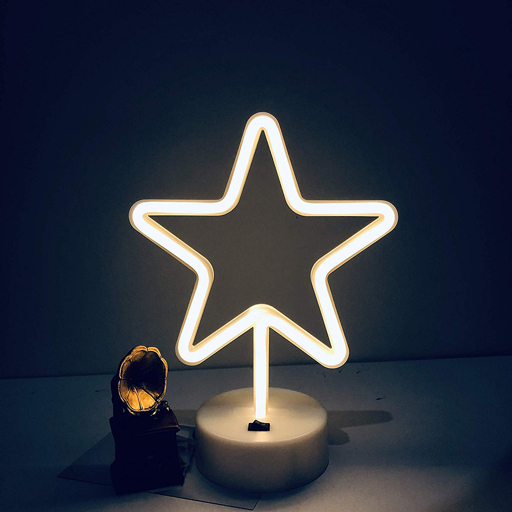 Star Led Neon Lamp Light Battery Usb Operated Neon Signs Home Decoration Base Ebay